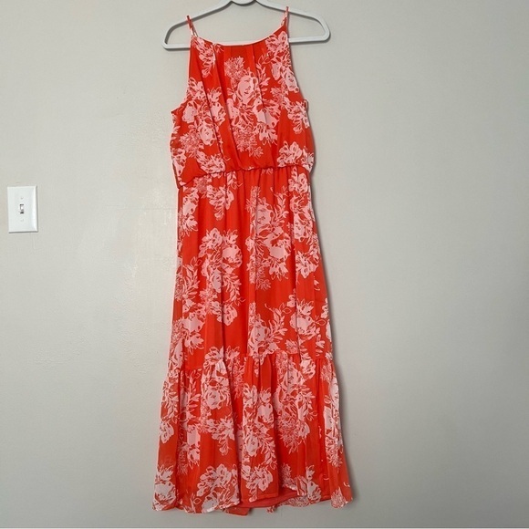 Tacera‎ Orange Floral Halter Style Maxi Dress Size PL - Picture 4 of 11